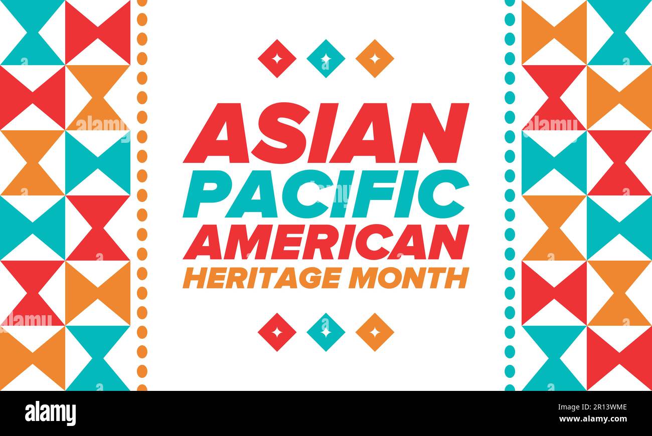 Asia Pacifico American Heritage mese di maggio. Celebra la storia degli asiatici americani e delle isole del Pacifico negli Stati Uniti. Poster vettoriale Illustrazione Vettoriale