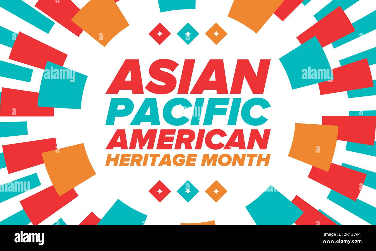 Asia Pacifico American Heritage mese di maggio. Celebra la storia degli asiatici americani e delle isole del Pacifico negli Stati Uniti. Poster vettoriale Illustrazione Vettoriale