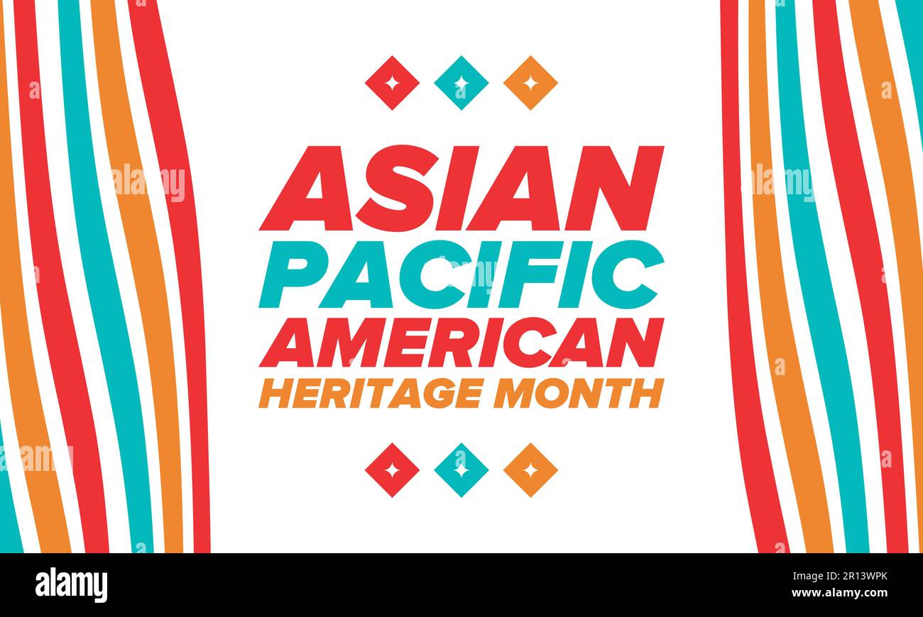 Asia Pacifico American Heritage mese di maggio. Celebra la storia degli asiatici americani e delle isole del Pacifico negli Stati Uniti. Poster vettoriale Illustrazione Vettoriale