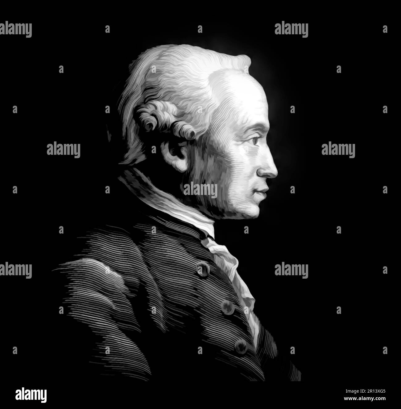 Immanuel Kant, 1724 - 1804, filosofo tedesco dell'Illuminismo, modificato digitalmente Foto Stock