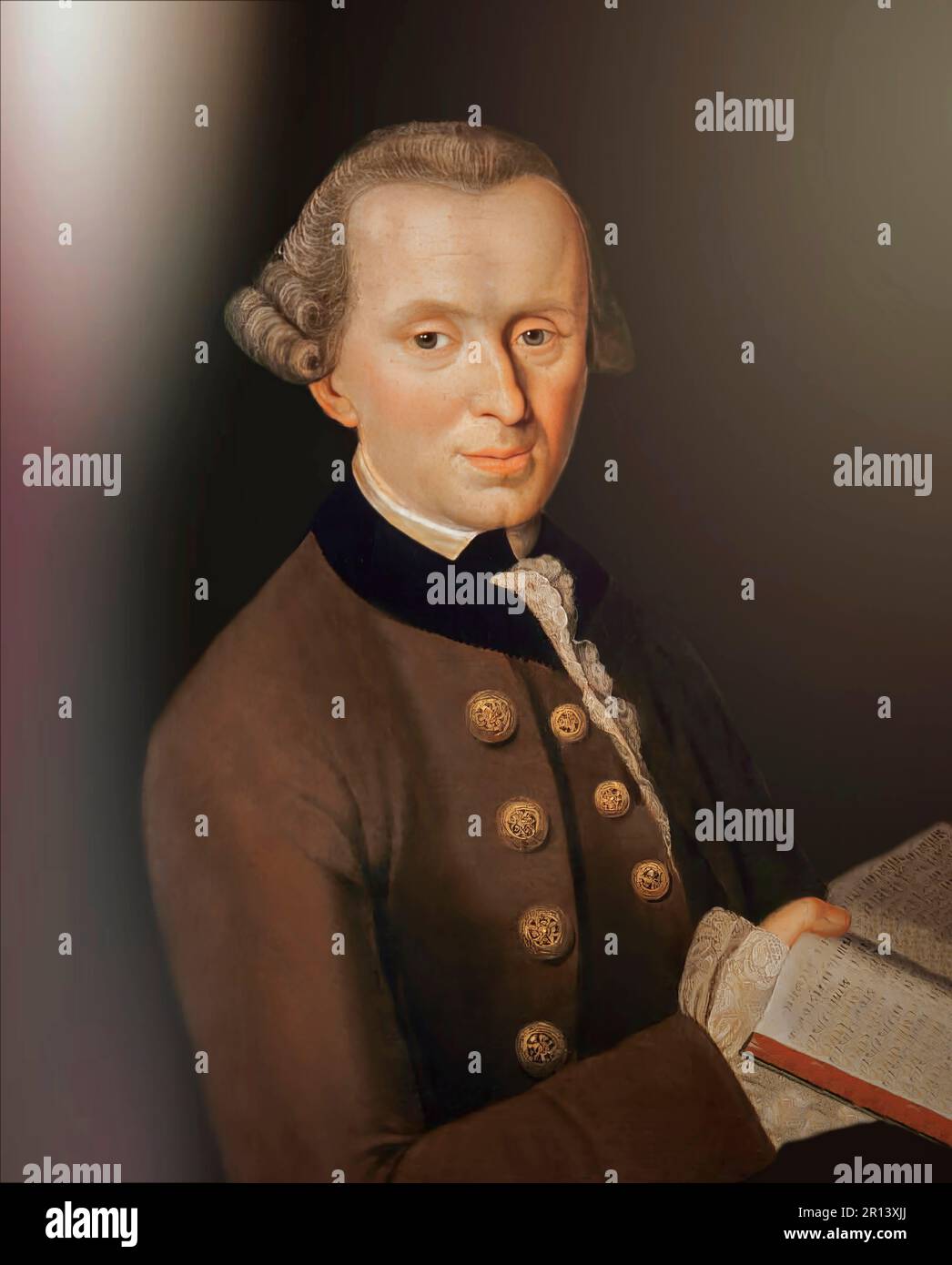 Immanuel Kant, 1724 - 1804, filosofo tedesco dell'Illuminismo, edito in digitale secondo Johann Gottlieb Becker Foto Stock