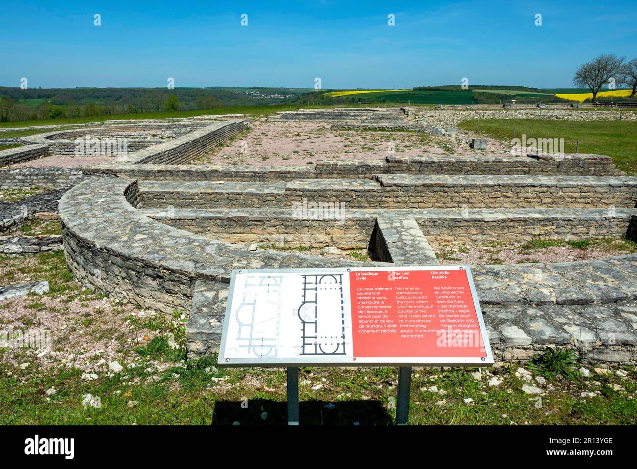 Alise-Sainte-Reine , Alesia, gallo-romains rovine sul Mont Auxois scavi archeologici, Cote d'Or, Borgogna Franche Comte, Francia Foto Stock