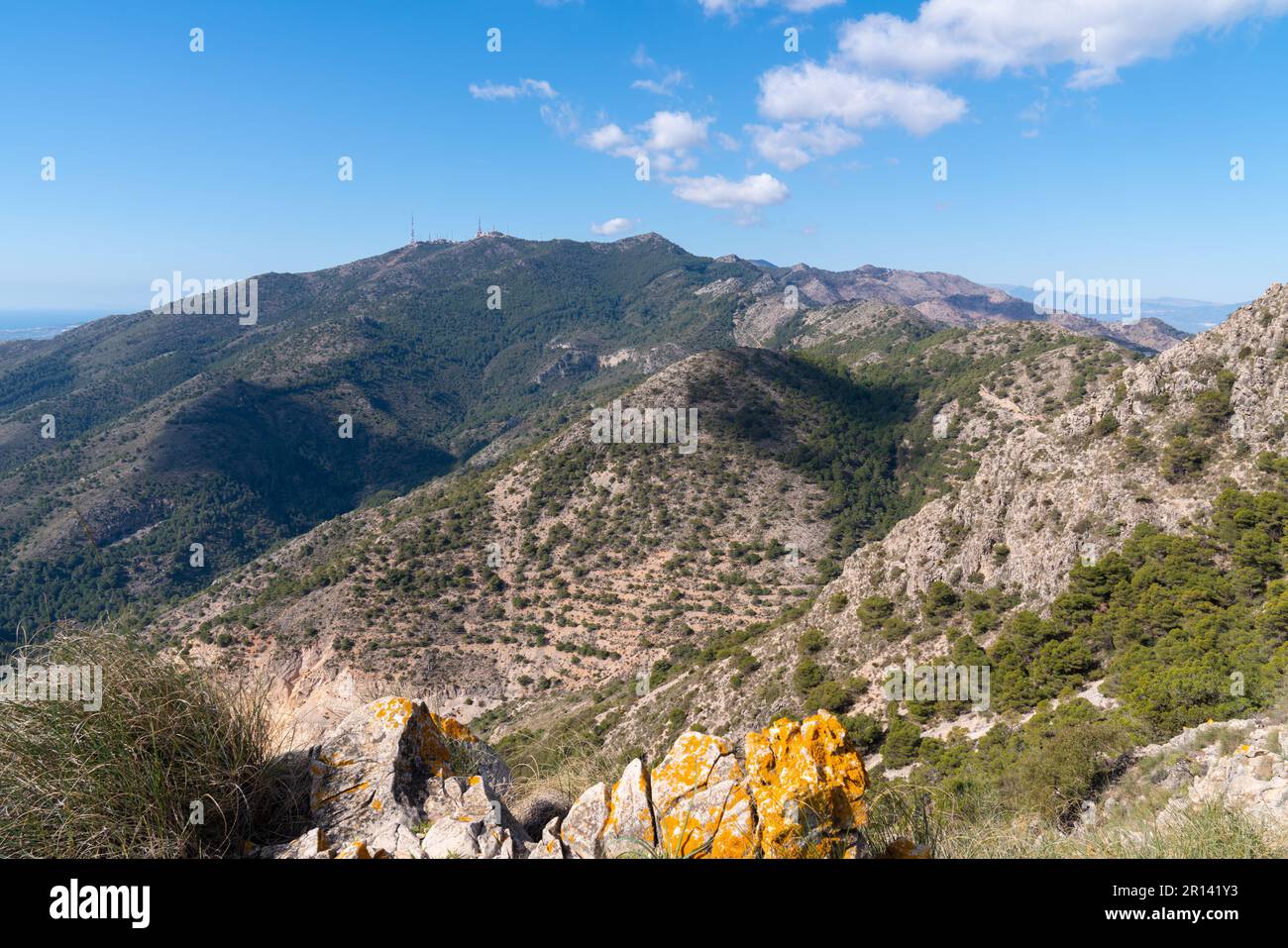 Monte Calamorro Benalmadena Spagna vista montagna vicino funivia attrazione turistica Costa del Sol Andalusia Foto Stock