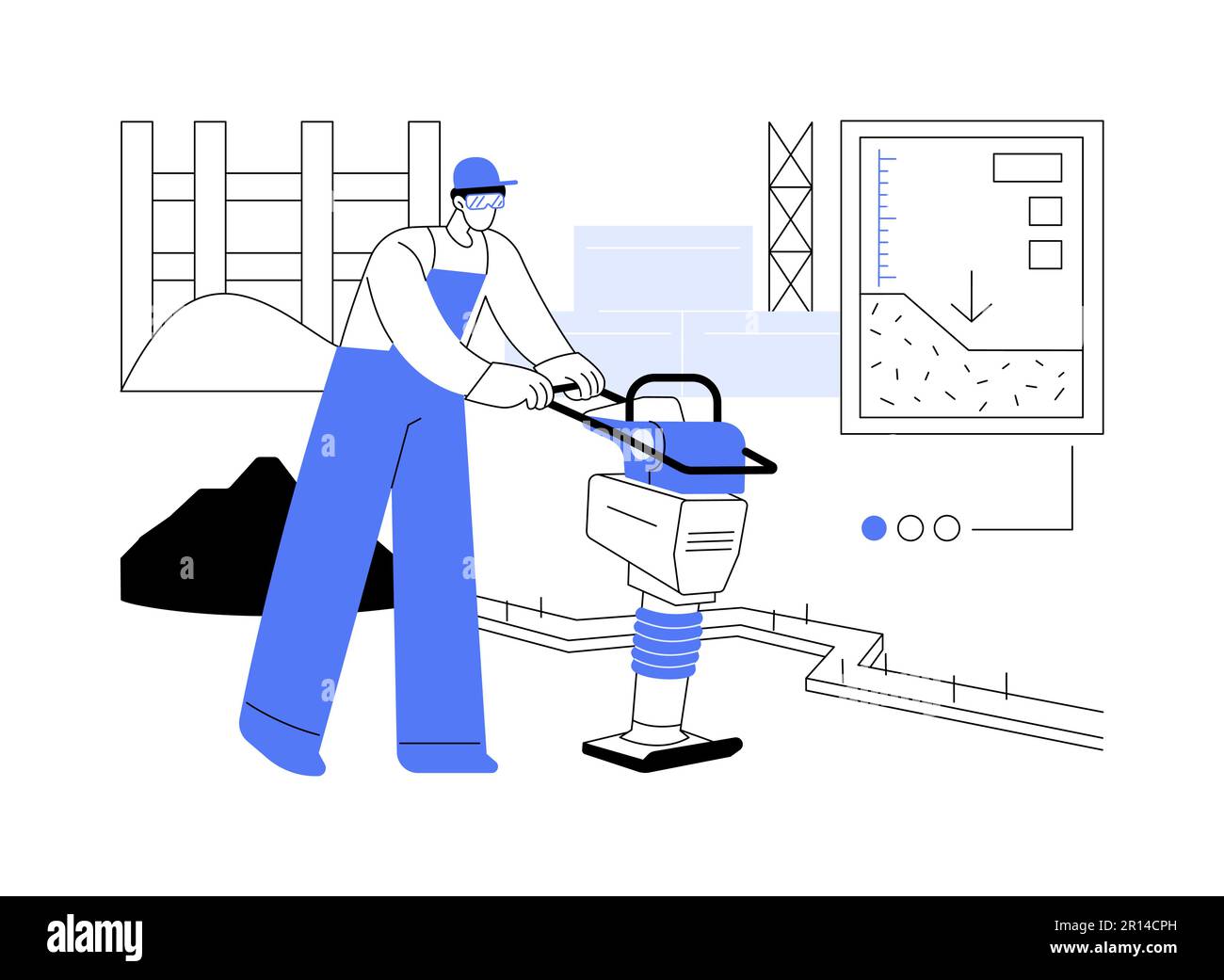 Illustrazione vettoriale del concetto astratto di compattazione del suolo. Illustrazione Vettoriale