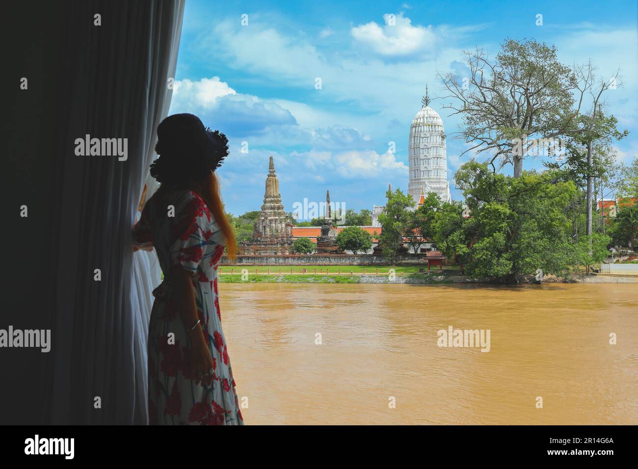 Attenzione selettiva su Wat Phutthaisawan nel parco storico di Ayutthaya, un sito patrimonio dell'umanità dell'UNESCO, Thailandia Foto Stock