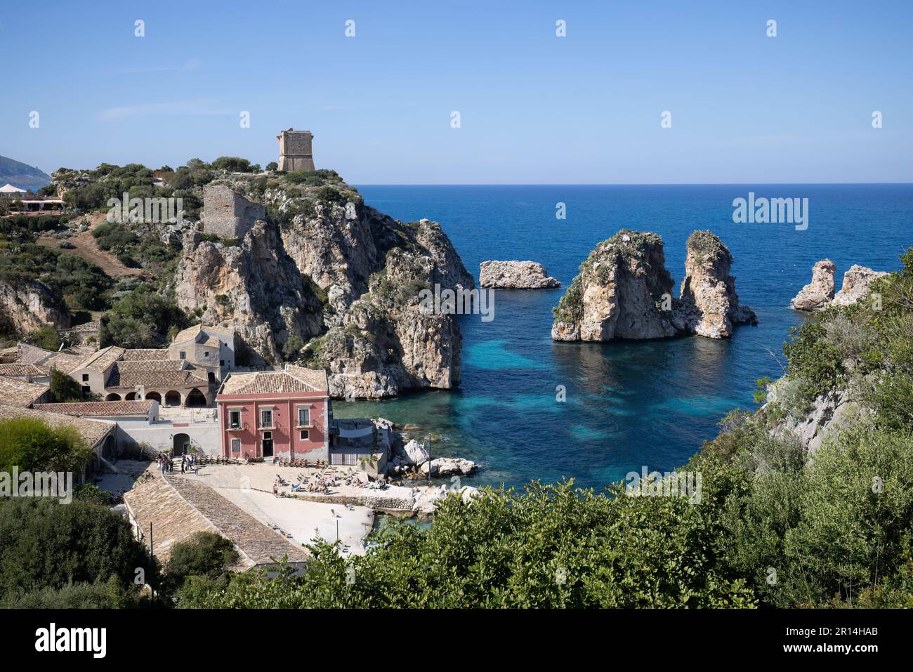 Spiaggia di Scopello in provincia di Trapani in Sicilia. Foto Stock