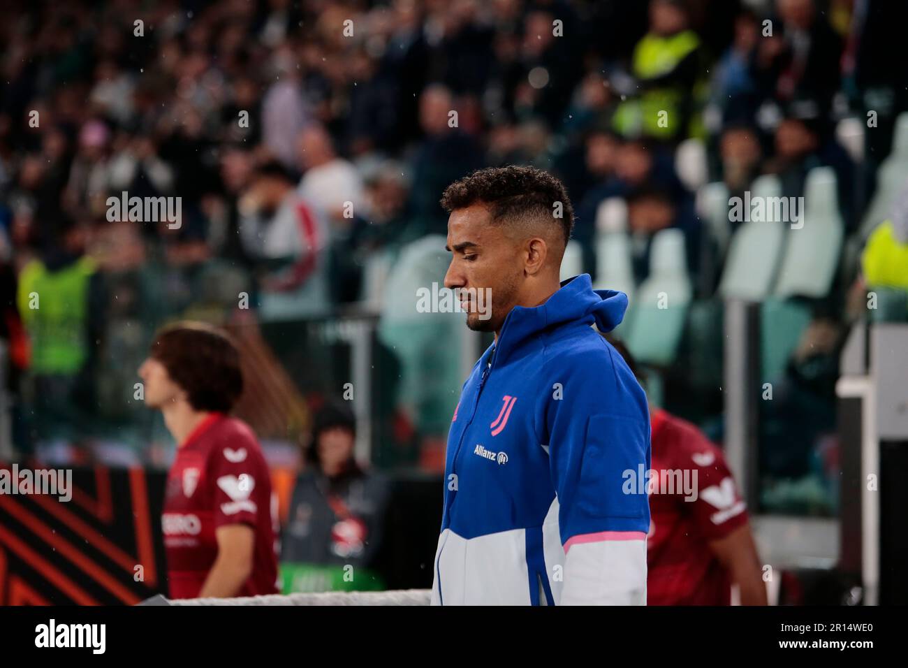 Milano, Italia. 11th maggio, 2023. Danilo della Juventus durante la semifinale della UEFA Europa League, prima tappa, partita di calcio tra Juventus FC e Sevilla FC il 11 maggio 2023 allo stadio Allianz di Torino. Credit: Nderim Kaceli/Alamy Live News Foto Stock