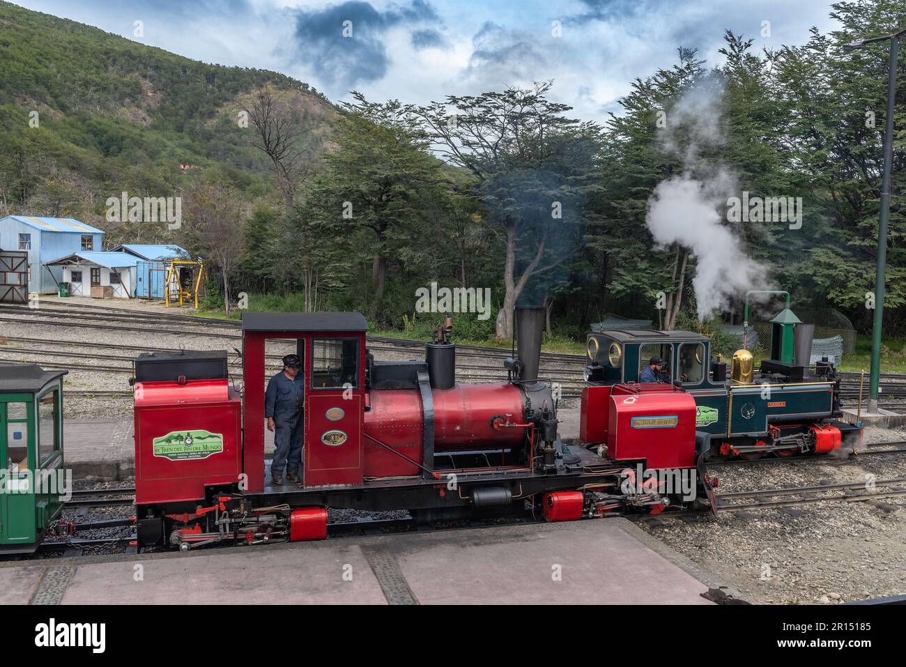 Treno della Stazione di fine del mondo, Terra del Fuego, Argentina Foto Stock