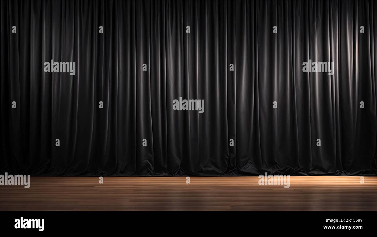 Tenda nera sfondo con una luce brillante dietro Foto stock - Alamy