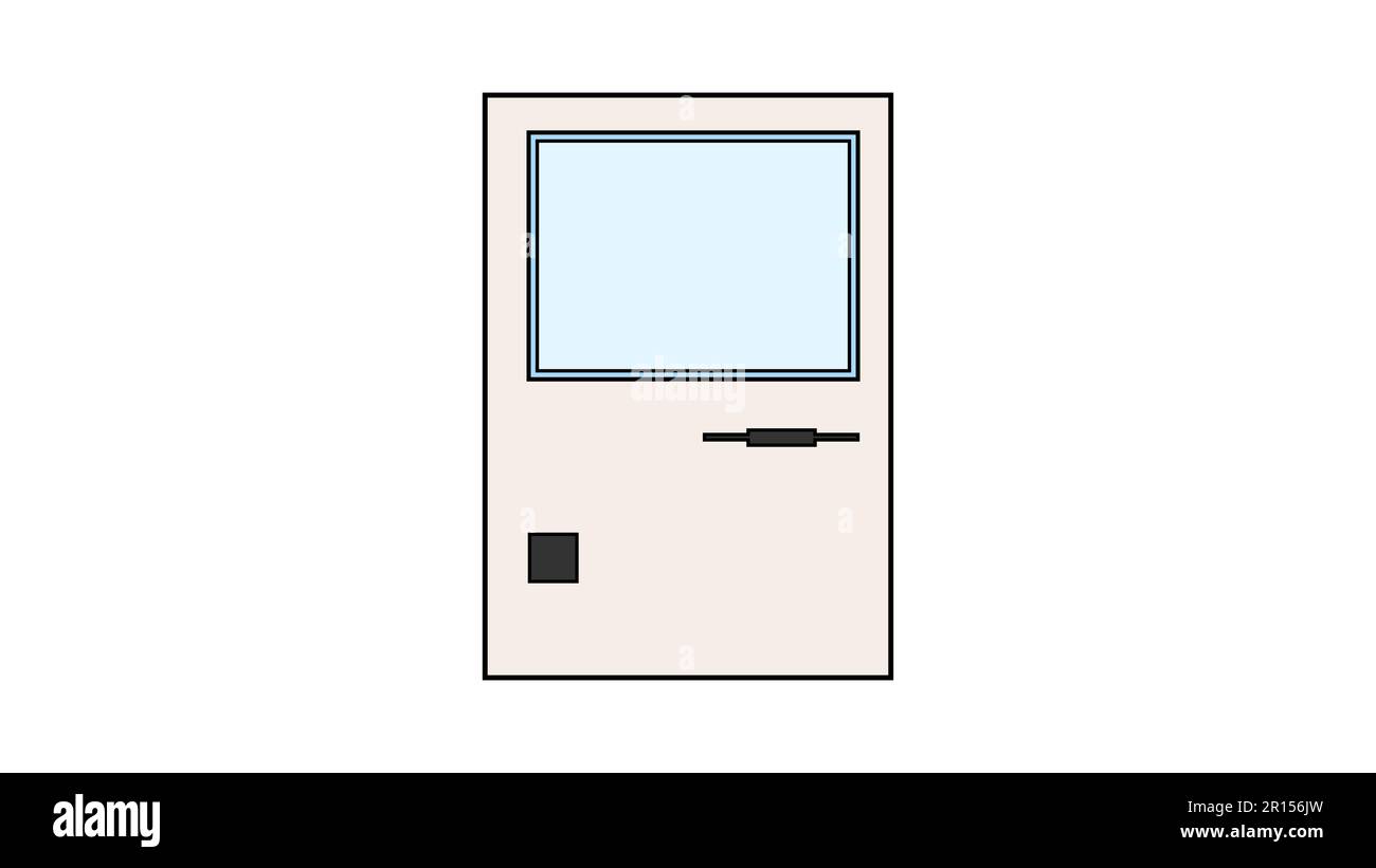 Vecchio computer retrò vintage Hipster, pc con monitor e tastiera dal 70s, 80s, 90s. Bella icona bianca. Illustrazione vettoriale. Illustrazione Vettoriale