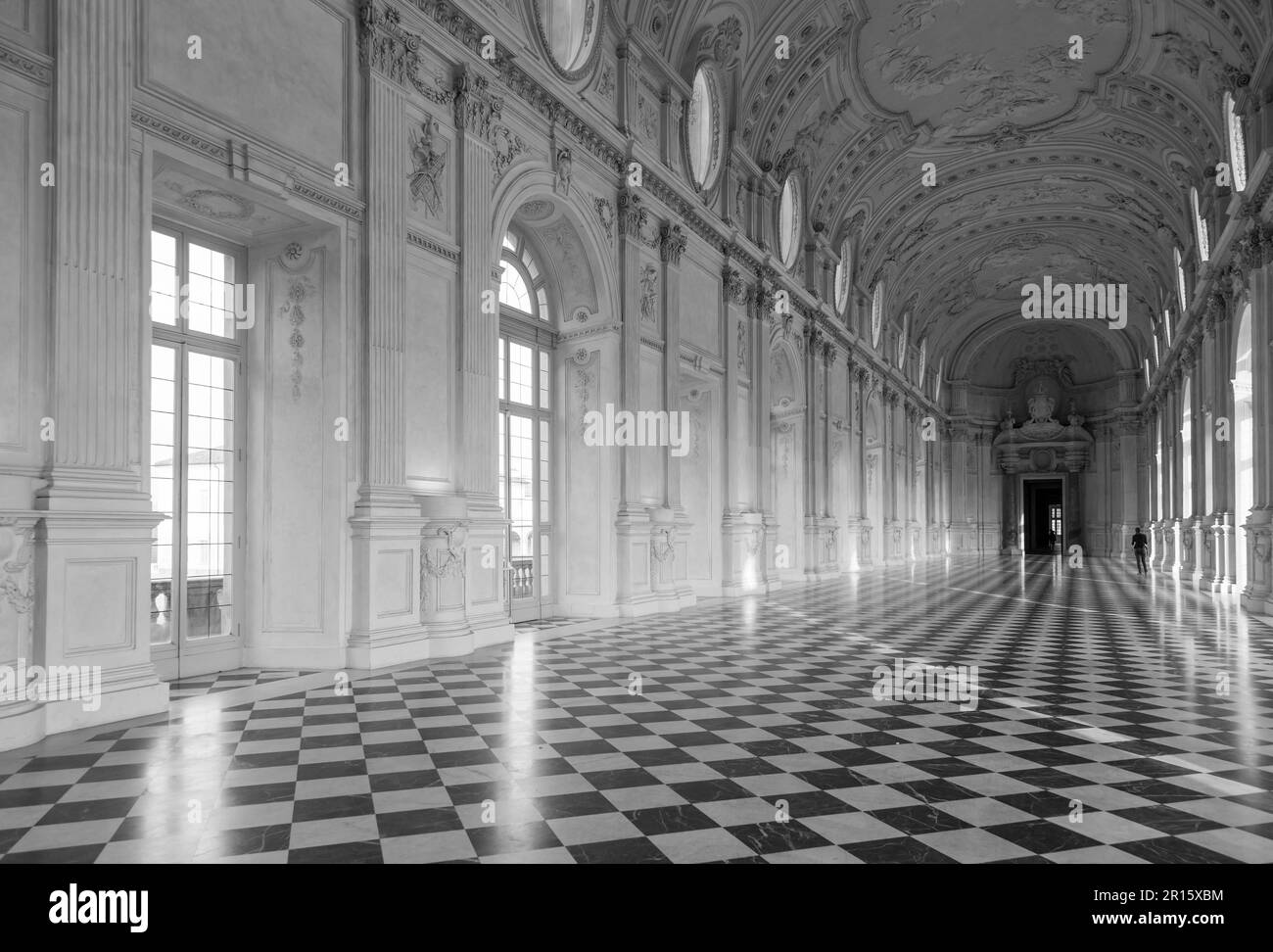 Dettaglio della Galleria di Diana a Venaria, Italia. Luxury Palazzo reale interno Foto Stock