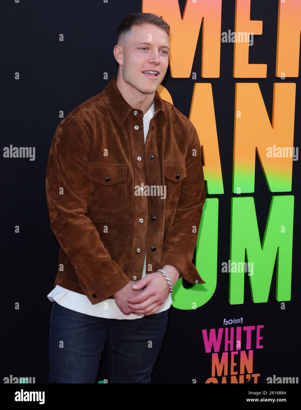 Hollywood, Stati Uniti. 11th maggio, 2023. Christian McCaffrey arriva al White Men canÕt Jump Premiere che si tiene al Teatro El Capitan di Hollywood, CA giovedì 11 maggio 2023 . (Foto di Juan Pablo Rico/Sipa USA) Credit: Sipa USA/Alamy Live News Foto Stock