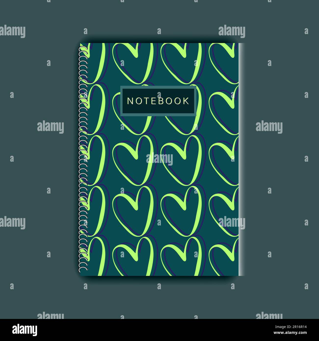 heart notebook cover design notebook diario cover design con heart on cover minimalista spirale per notebook cover Foto Stock