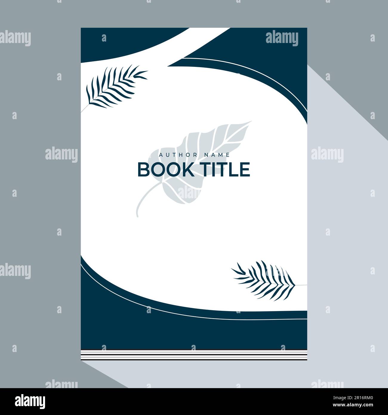 Prima pagina del disegno della copertina del libro con le foglie, libro del volantino titolo del libro autore Nome disegno Illustrazione Foto Stock