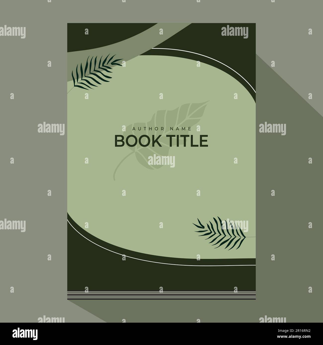 Prima pagina del disegno della copertina del libro con le foglie, libro del volantino titolo del libro autore Nome disegno Illustrazione Foto Stock
