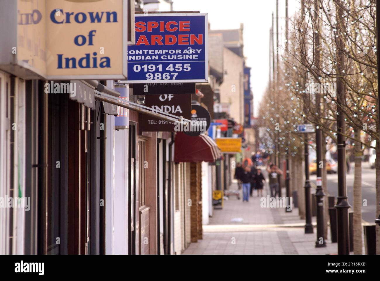 Ristoranti indiani sulla Ocean Road, South Shields Foto Stock