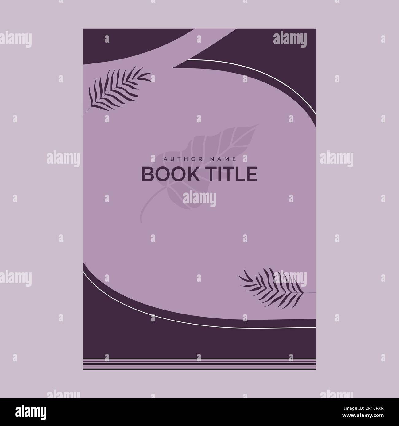 Prima pagina del disegno della copertina del libro con le foglie, libro del volantino titolo del libro autore Nome disegno Illustrazione Foto Stock
