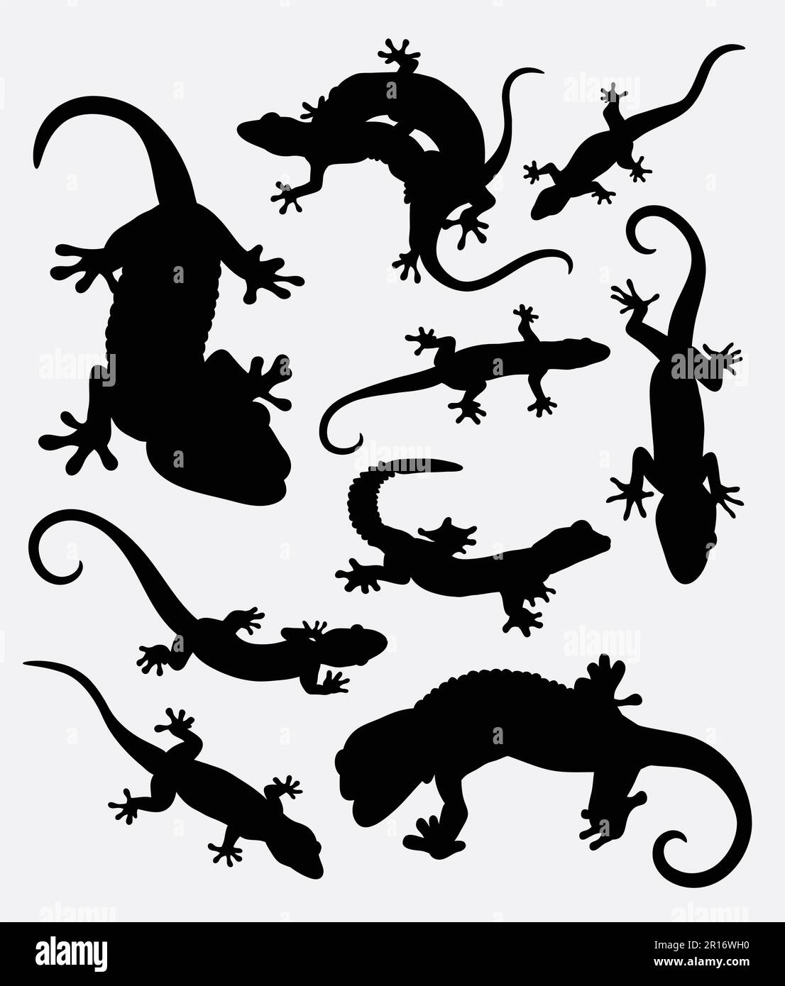 Lucertola, gecko, rettile silhouette animale. Buon uso per simbolo, logo, icona web, elementi di gioco, mascotte, cartello, adesivo o qualsiasi disegno che desideri Illustrazione Vettoriale