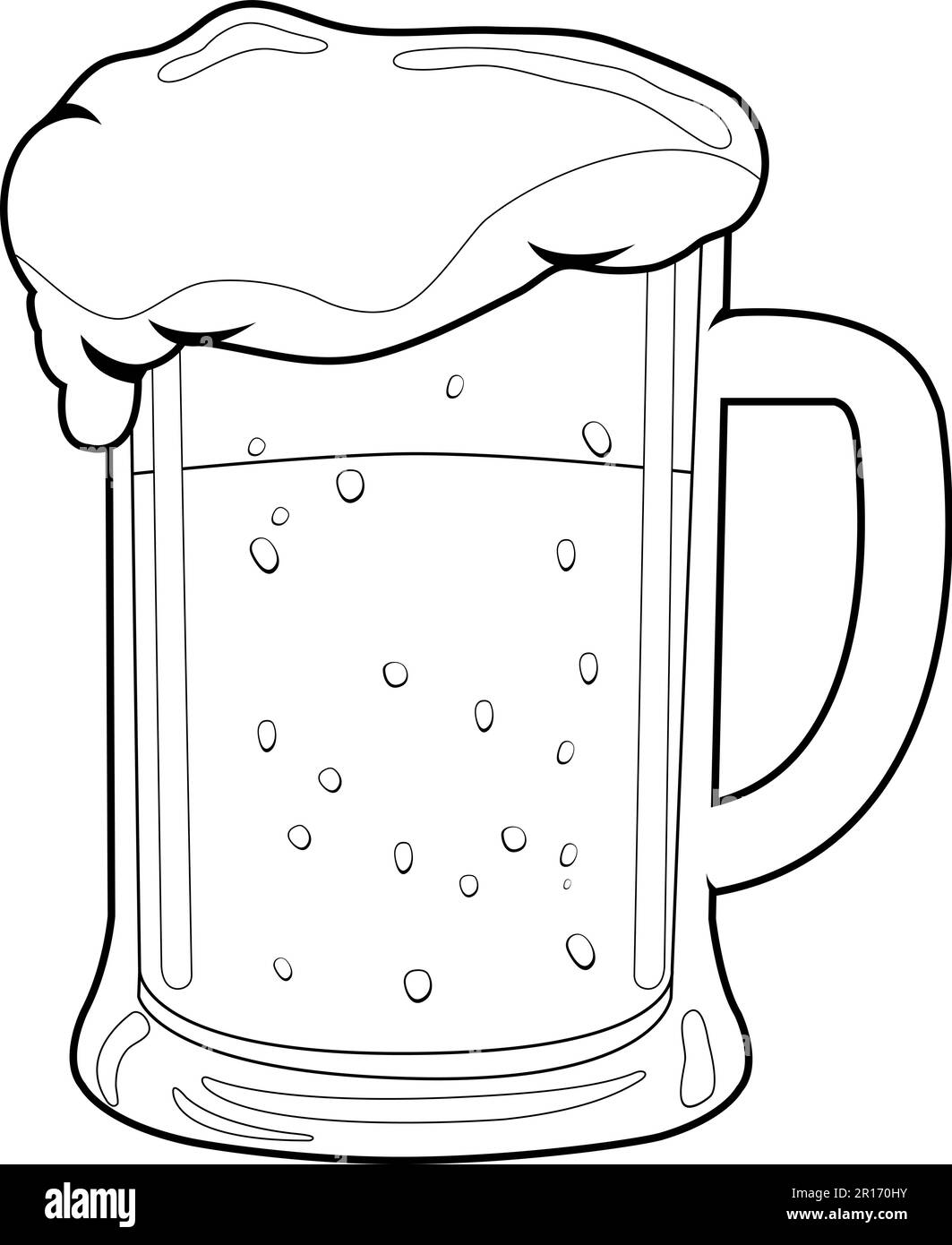 Bicchiere di birra. Pagina vettoriale da colorare in bianco e nero Immagine  e Vettoriale - Alamy