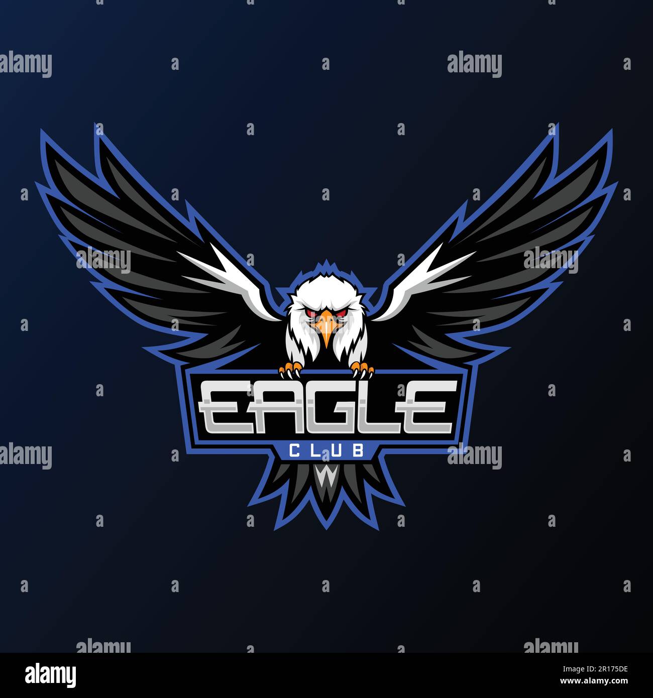 Eagle Sports Club Mascot Logo - Animali Mascot Esports Logo Vector Illustration Design Concept. Illustrazione Vettoriale