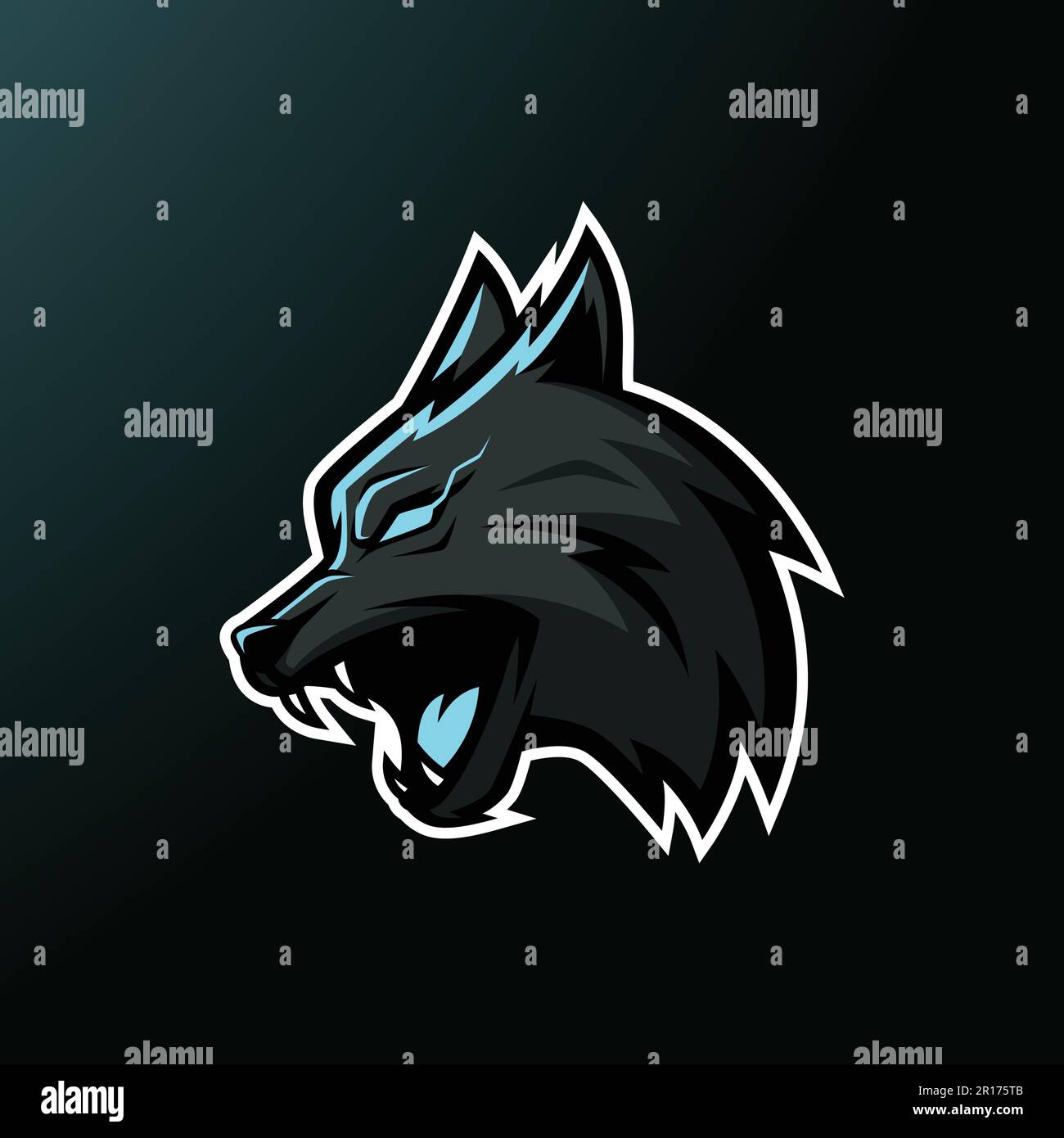 Logo della mascotte del lupo arrabbiato - Animali Mascot Esports Logo Vector Illustration Design Concept. Illustrazione Vettoriale