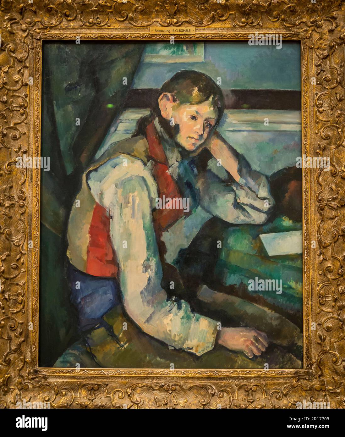 Cezanne dipinto 'il ragazzo nel mantello rosso', 1890, Kunsthaus, Museo d'Arte, nuovo edificio, Zurigo, Svizzera Foto Stock