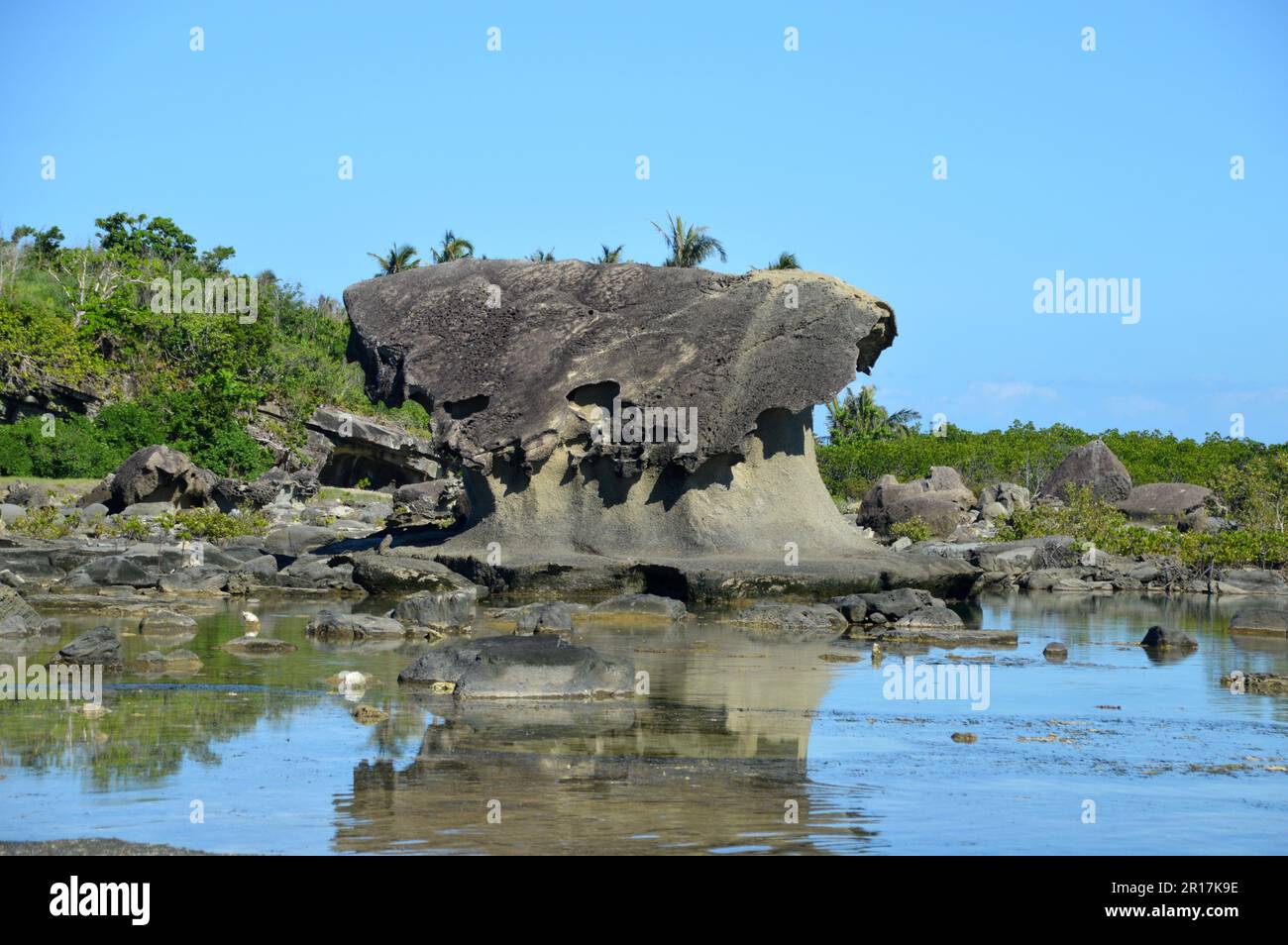 Filippine: L'isola di Biri, al largo della costa nord-occidentale di Samar, è una riserva marina protetta. Una delle fantastiche formazioni rocciose erose: Mus Foto Stock