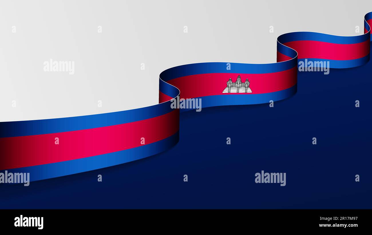 Cambogia nastro bandiera sfondo. Elemento di impatto per l'uso che si desidera fare di esso. Illustrazione Vettoriale