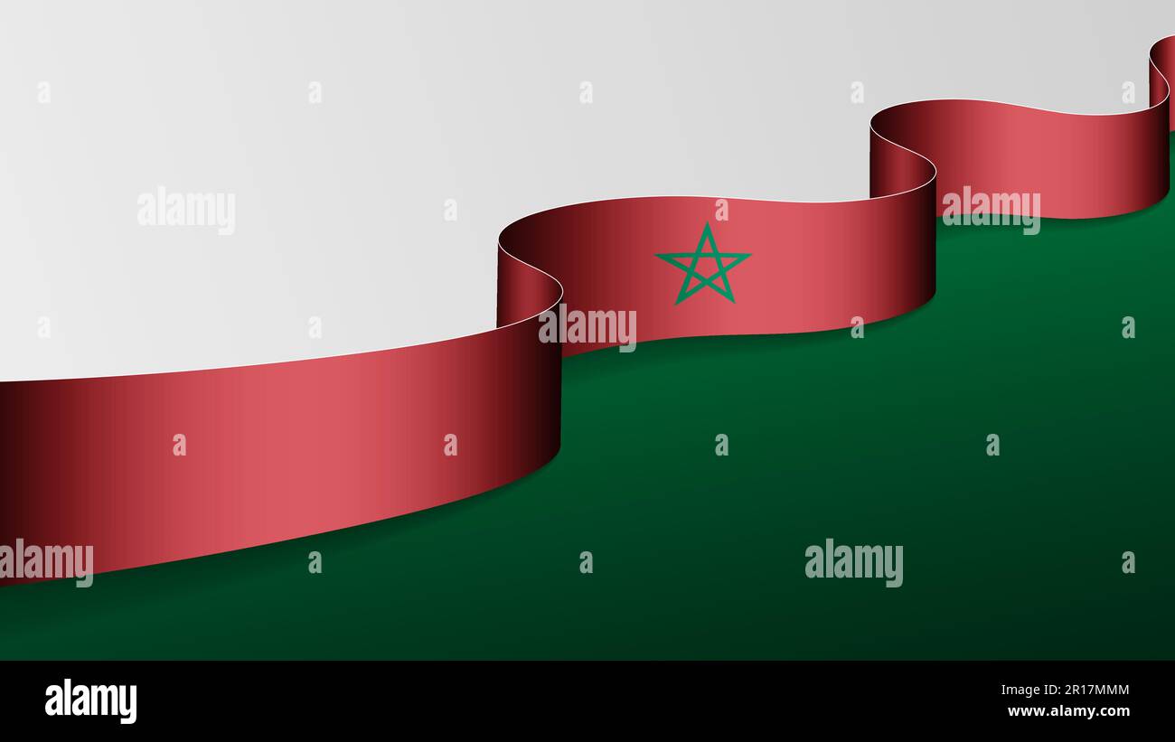 Sfondo bandiera nastro Marocco. Elemento di impatto per l'uso che si desidera fare di esso. Illustrazione Vettoriale