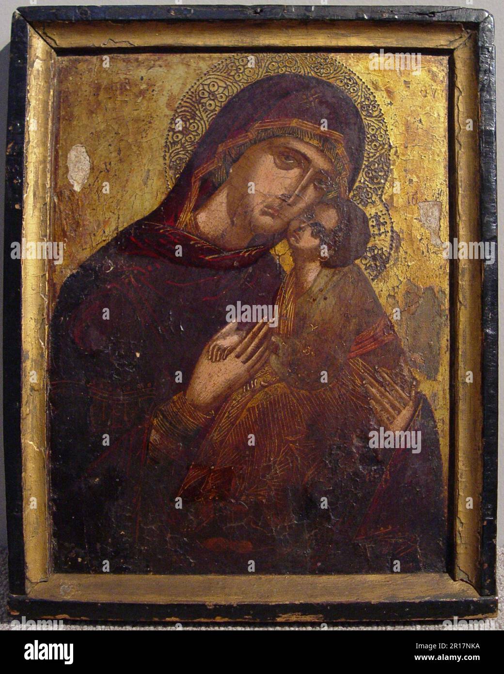 Icona con la Vergine e Bambino Data: c. 1500 artista: Cretan Foto Stock