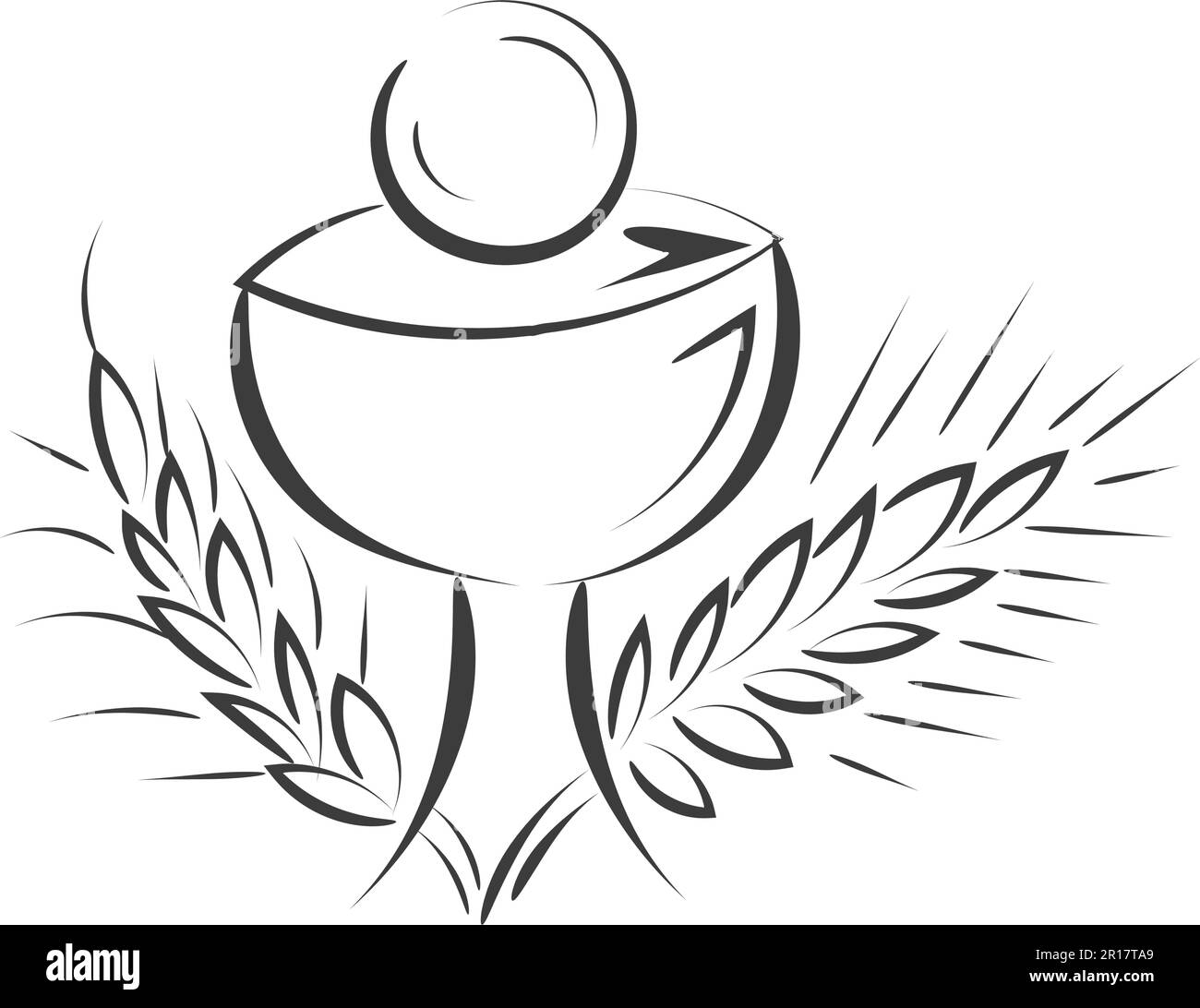 Prima comunione Ricamo disegno. Eucaristia in Calice con uva e grano da stampare o da utilizzare come poster, cartellino, volantino o maglietta Immagine e Vettoriale - Alamy