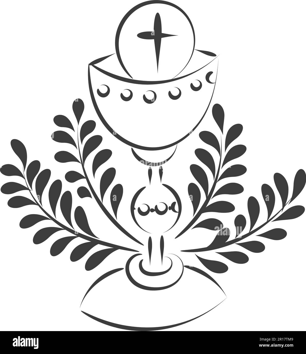 Prima comunione Ricamo disegno. Eucaristia in Calice con uva e grano da stampare o da utilizzare come poster, cartellino, volantino o maglietta Immagine e Vettoriale - Alamy