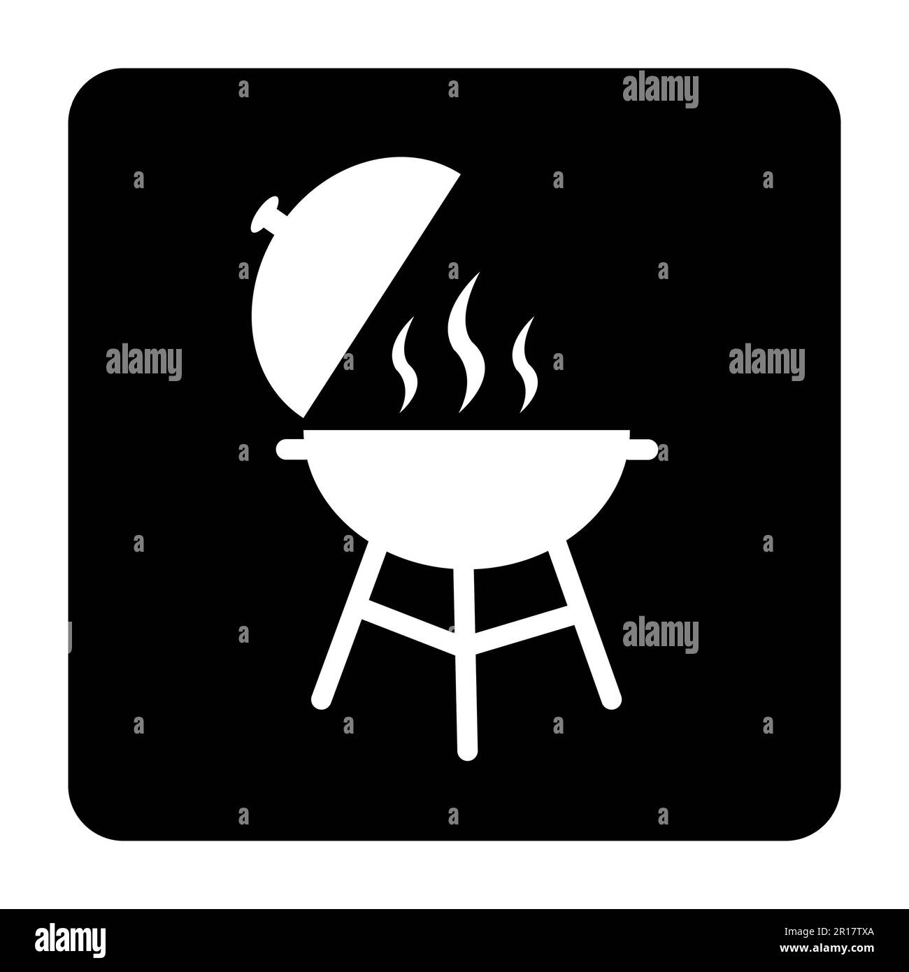 Icona barbecue, icona grill, illustrazione vettoriale BBQ isolata su sfondo nero Foto Stock