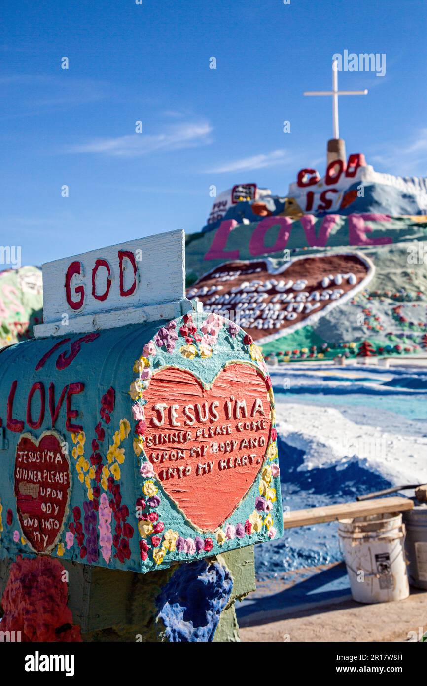Vista della Salvation Mountain Art Foto Stock