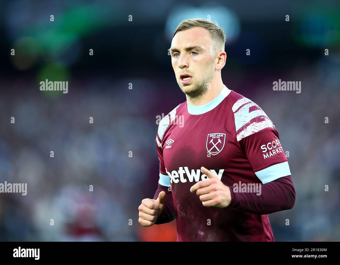 Londra, Regno Unito. 11th maggio 2023. Jarrod Bowen di West Ham United durante la partita di calcio di West Ham United contro AZ Alkmaar, UEFA Europa Conference League, Londra, Londra, Regno Unito. Credit : Michael Zemanek Credit: Michael Zemanek/Alamy Live News Foto Stock