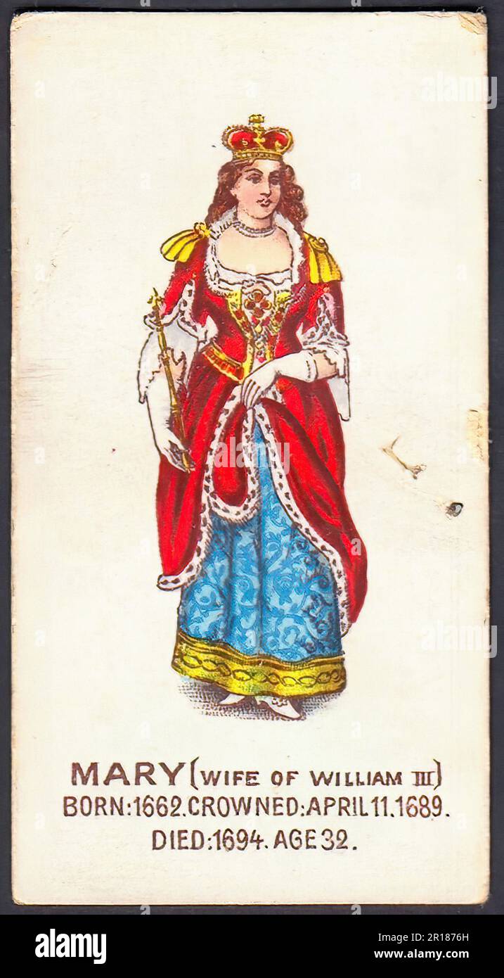 Regina Maria moglie di Guglielmo III - Cigarette Vintage Card Foto Stock