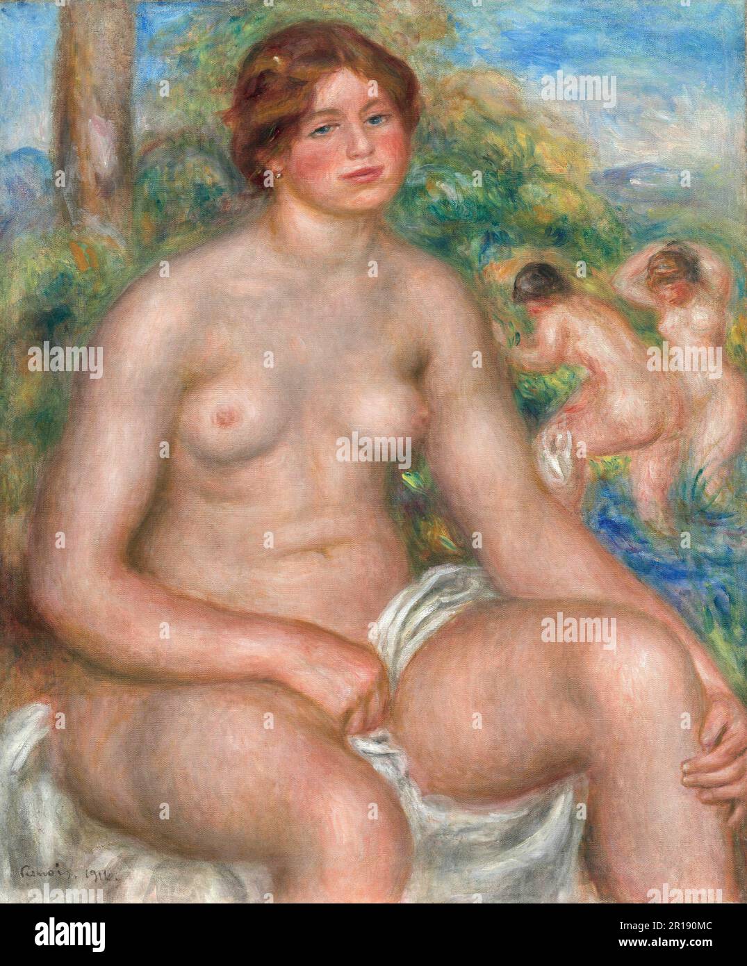Seduta a bather Data: 1914 artista: Pierre-Auguste Renoir Francese, 1841-1919 Foto Stock