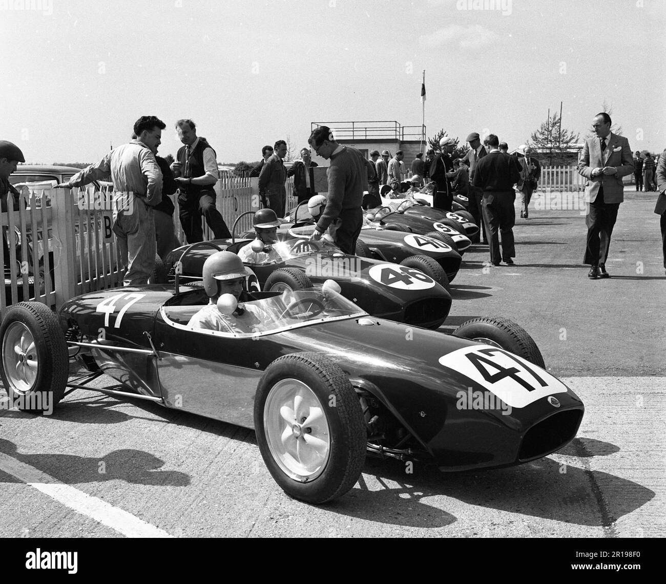 Lotus Formula Junior (47) T Taylor, (46) Jim Clark. Goodwood incontro di Pasqua 1960 Foto Stock
