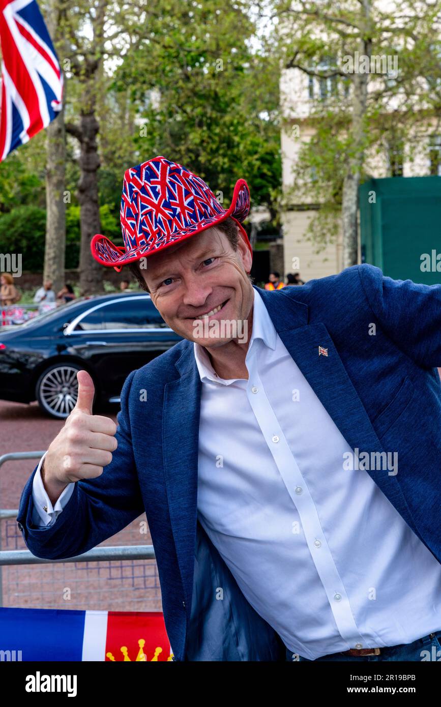 Richard Tice, leader del Partito Reform UK Party, posa per una foto mentre si trova al centro commerciale per l'incoronazione di re Carlo III. Londra, Regno Unito. Foto Stock
