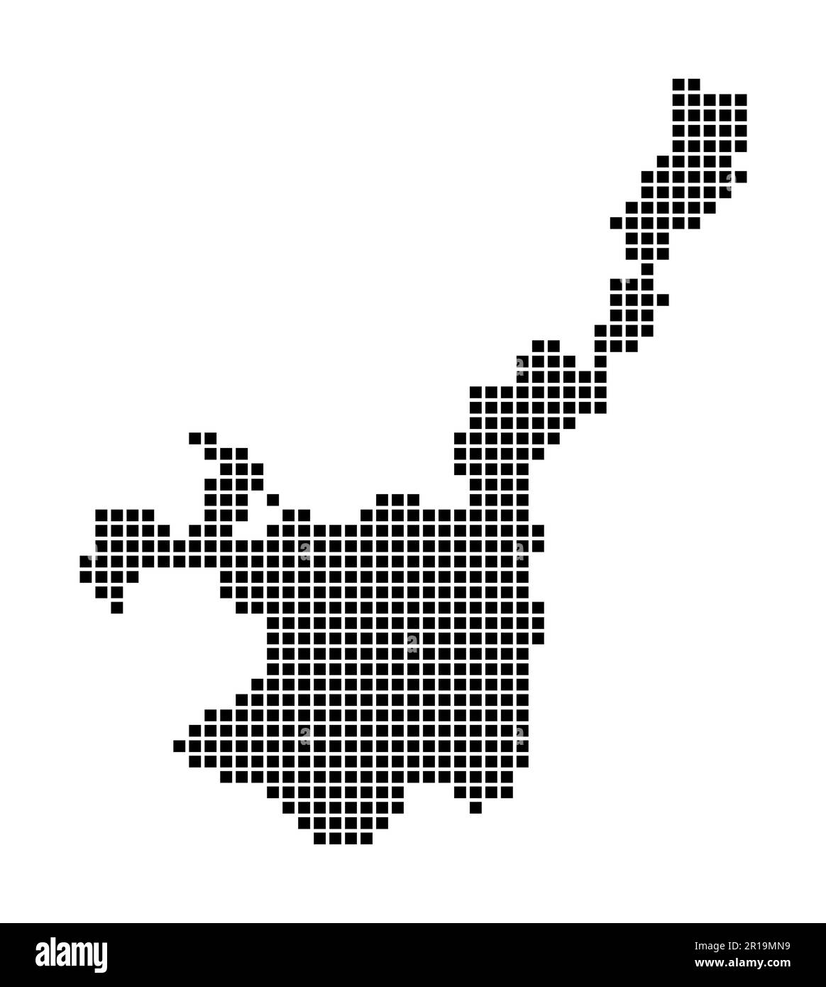 Mappa di Ishigaki. Mappa di Ishigaki in stile punteggiato. Bordi dell'isola riempiti di rettangoli per il vostro disegno. Illustrazione vettoriale. Illustrazione Vettoriale