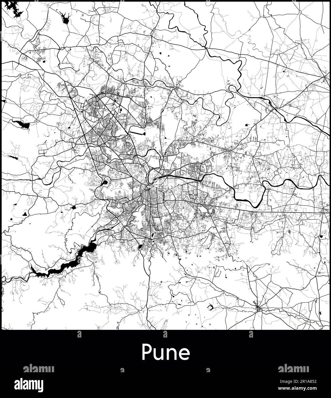 Mappa della città Asia India Pune illustrazione vettoriale Illustrazione Vettoriale