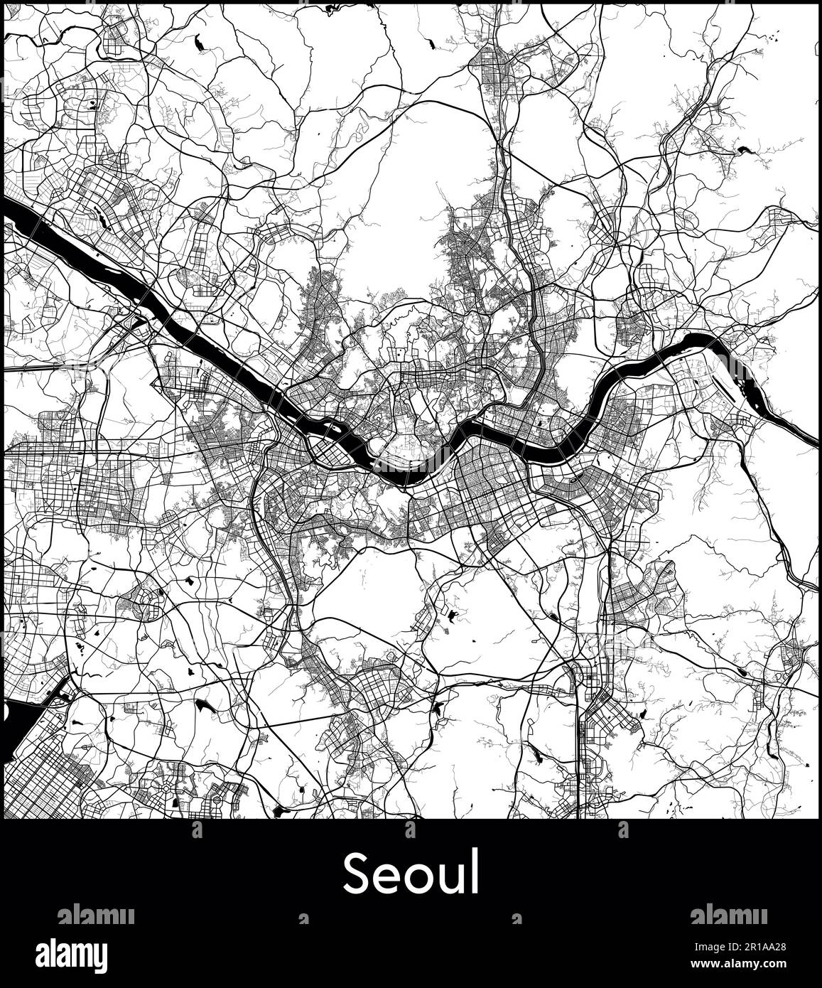 Mappa della città Asia Corea del Sud Seoul illustrazione vettoriale Illustrazione Vettoriale