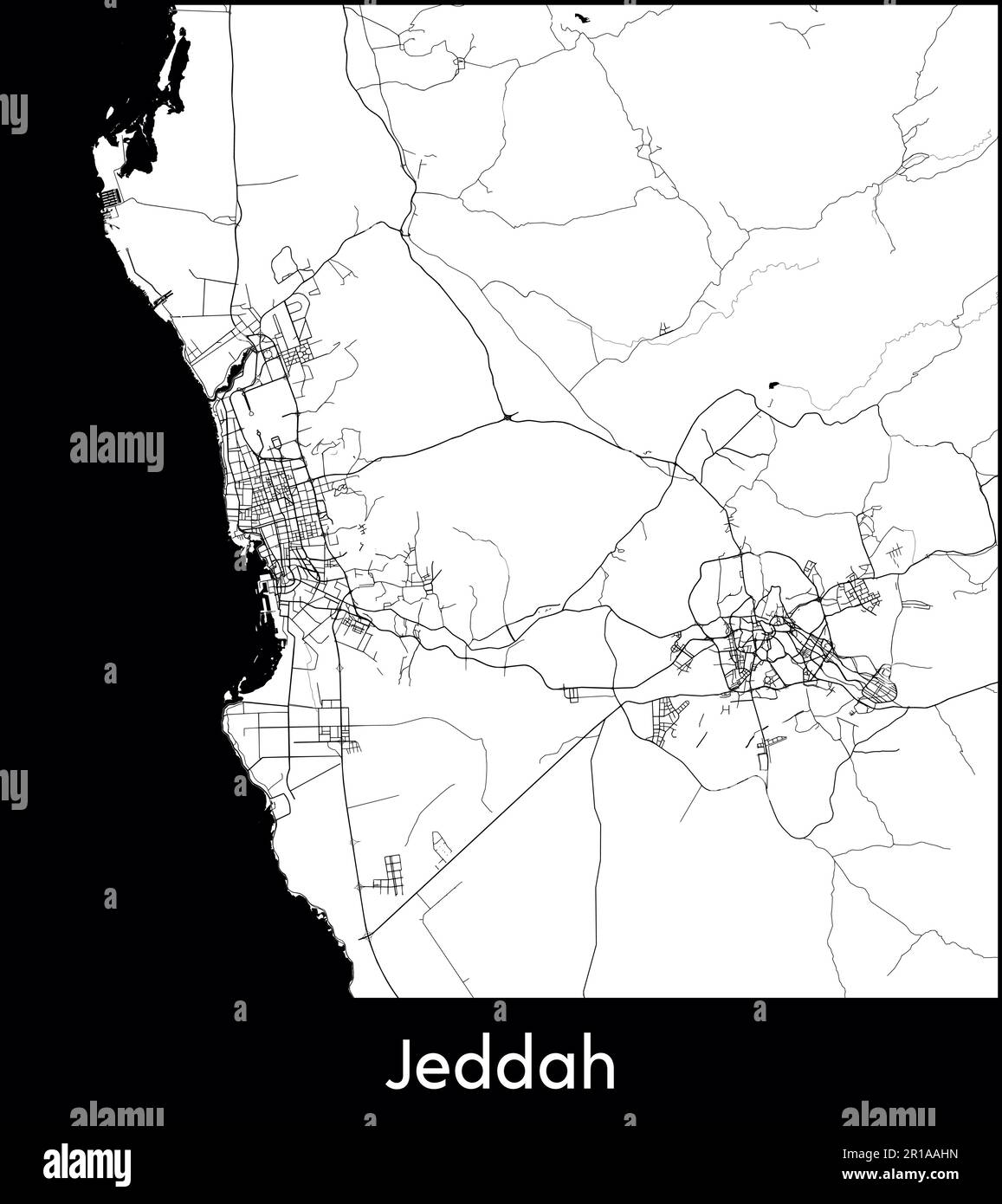 Mappa della città Asia Arabia Saudita illustrazione vettoriale di Jeddah Illustrazione Vettoriale