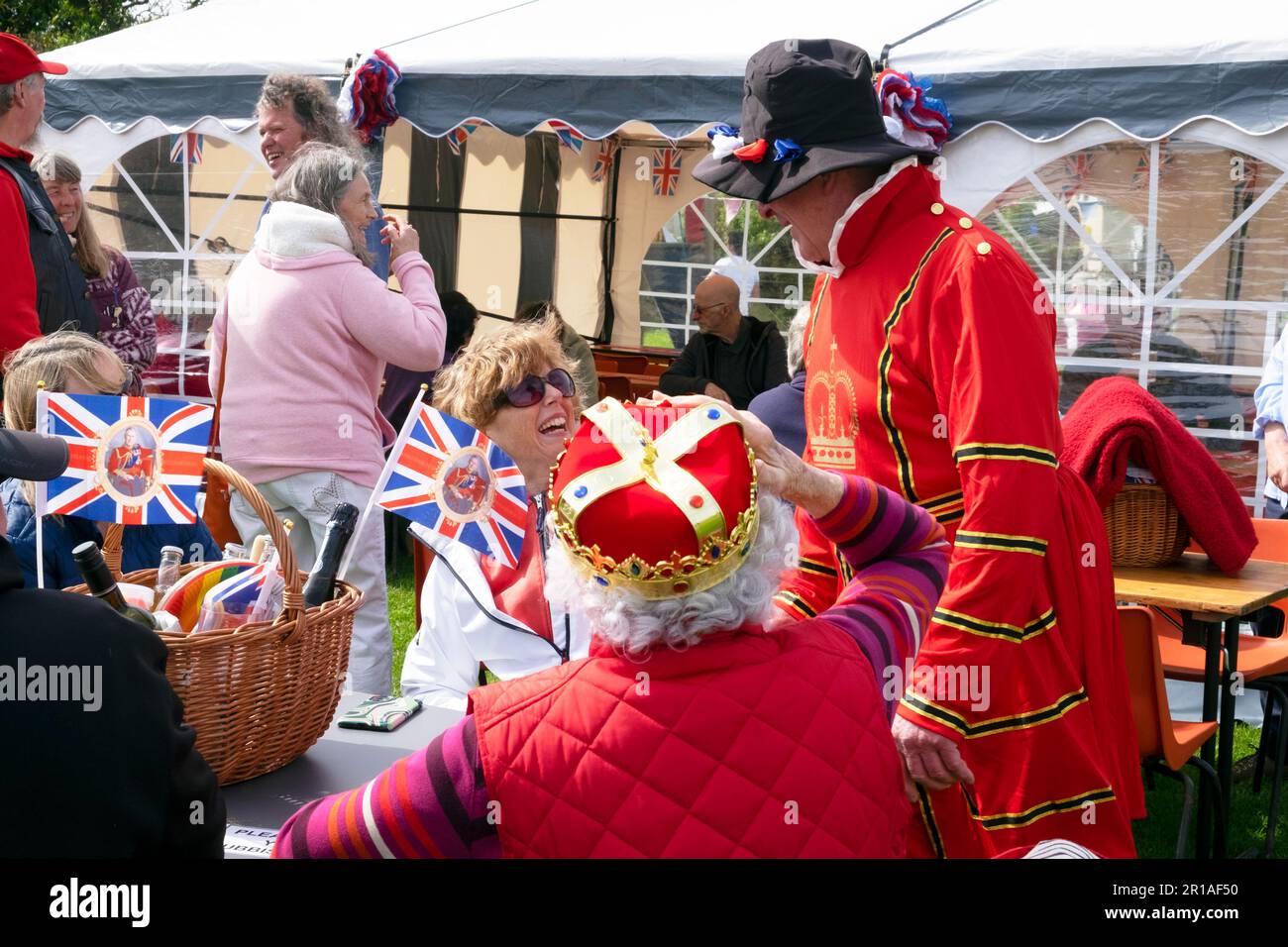 Marloes villaggio fete re Carlo III giorno di incoronazione celebrazione Pembrokeshire Galles Regno Unito Gran Bretagna il 7 maggio 2023 KATHY DEWITT Foto Stock