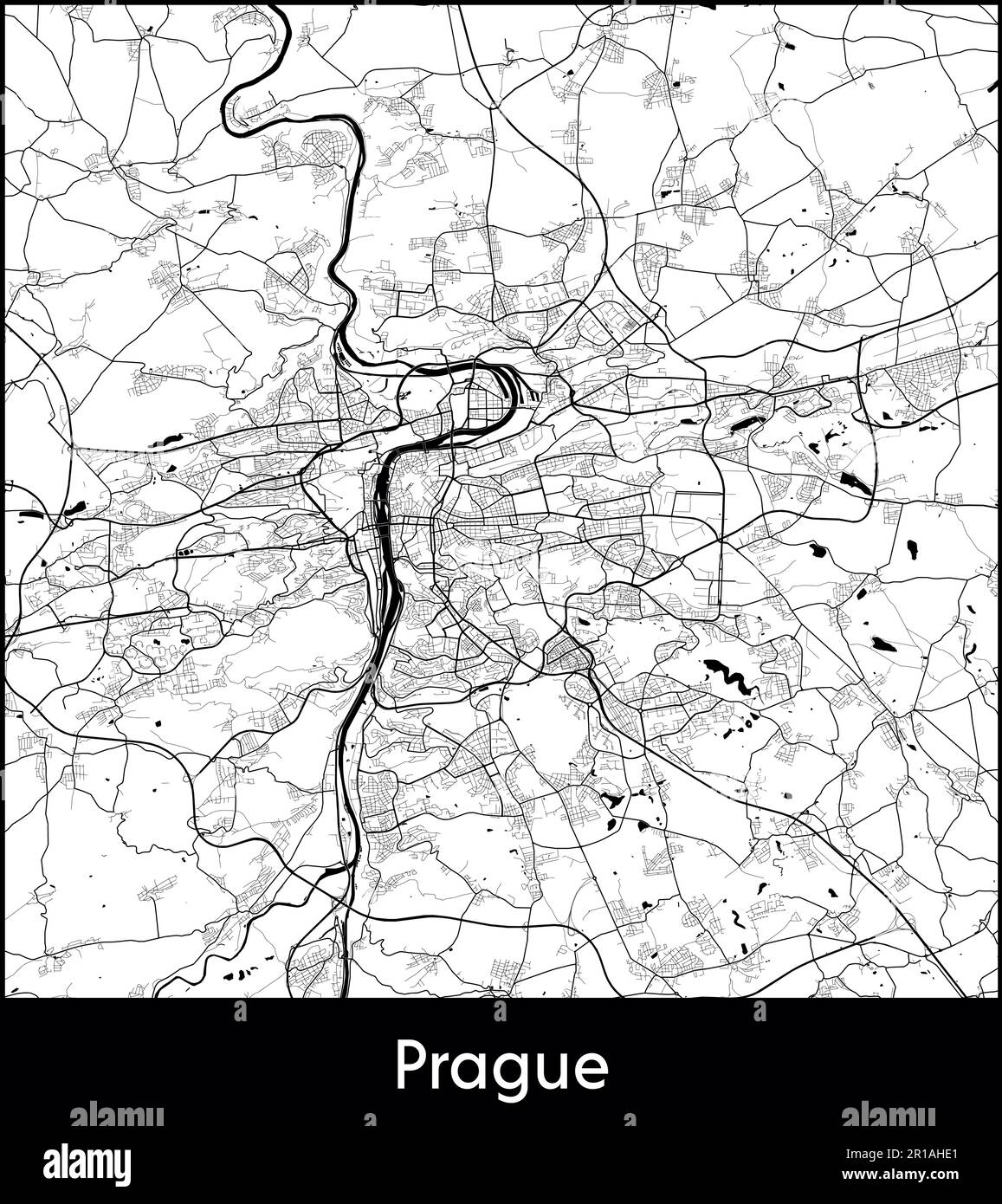 Mappa della città Europa Repubblica Ceca illustrazione vettoriale di Praga Illustrazione Vettoriale