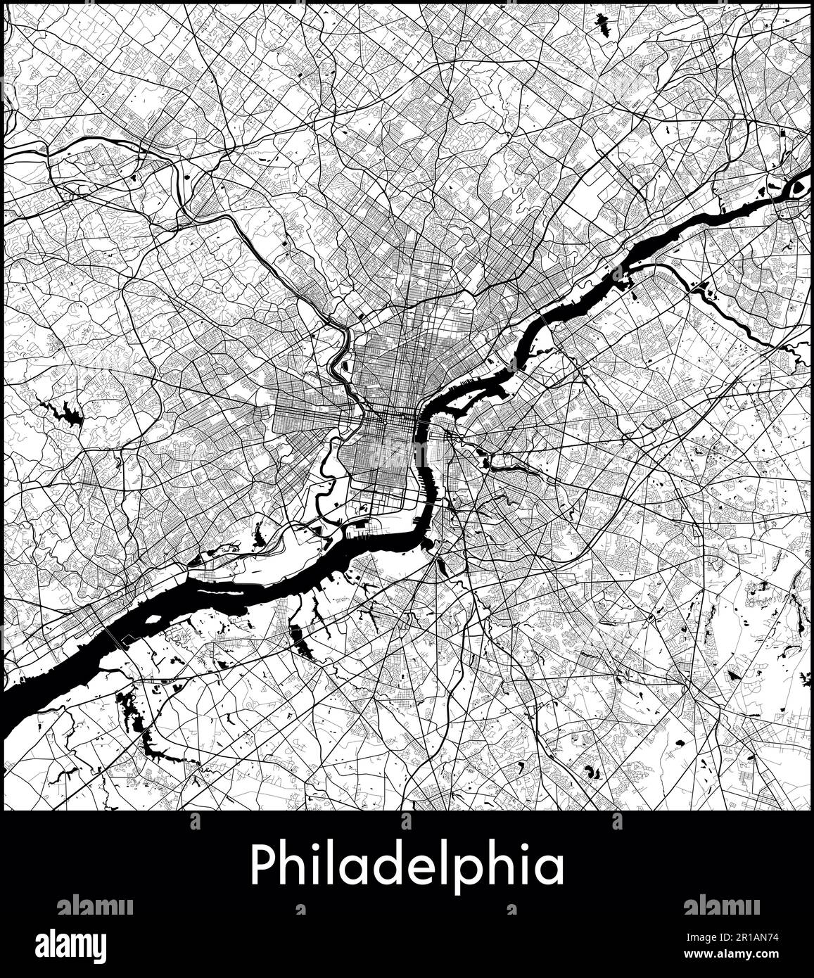 Mappa della città Nord America Stati Uniti Filadelfia vettore illustrazione Illustrazione Vettoriale