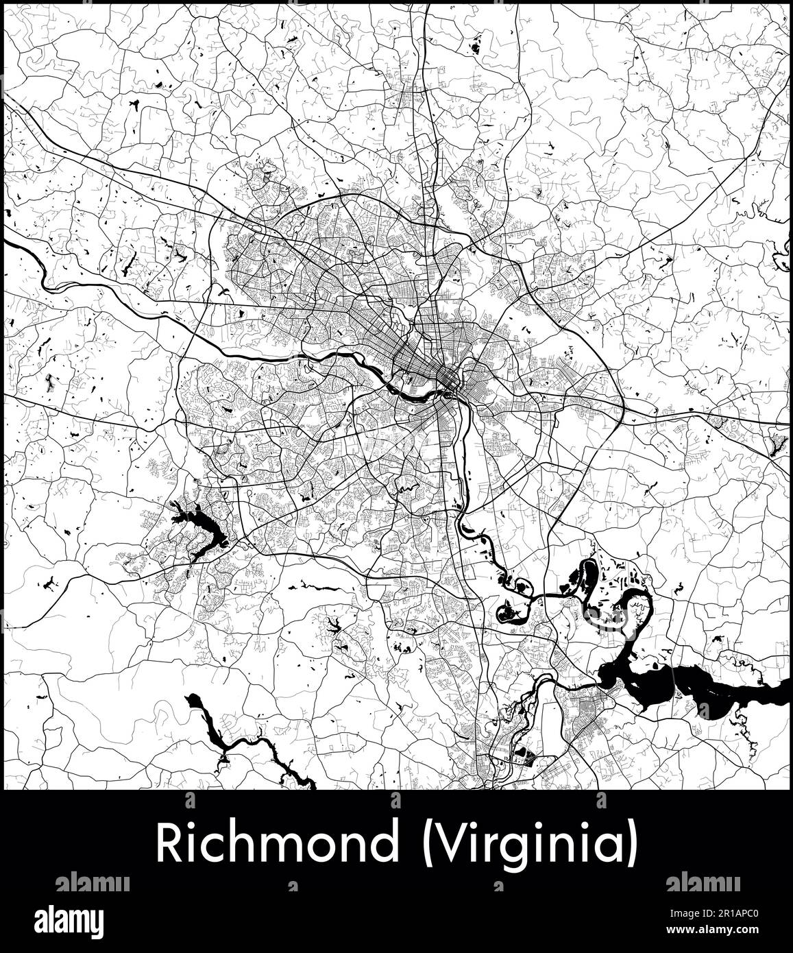 Mappa della città Nord America Stati Uniti Richmond (Virginia) illustrazione vettoriale Illustrazione Vettoriale