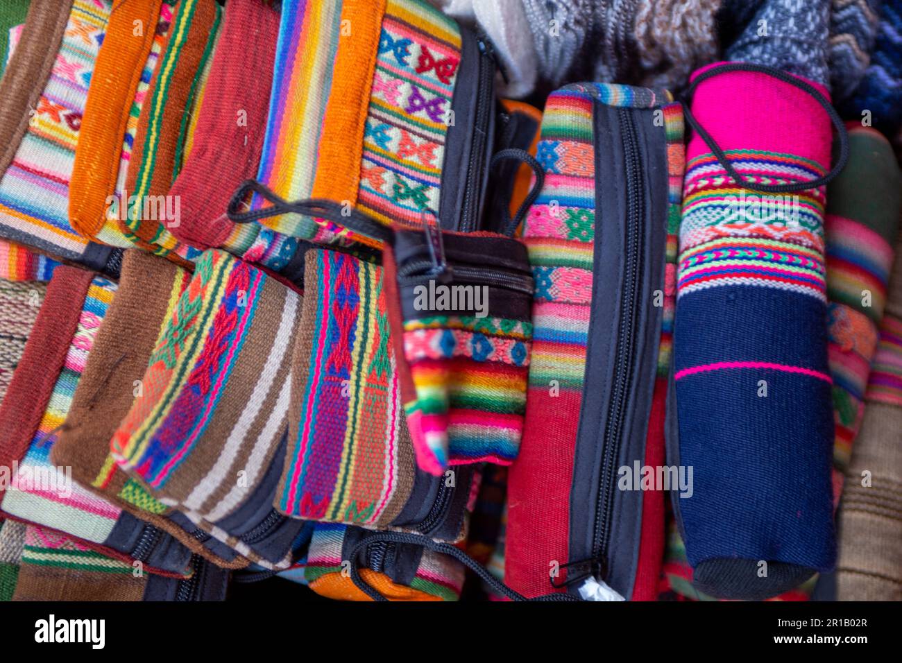 Peruviano fatto souvenir fatti di alpaca Foto Stock