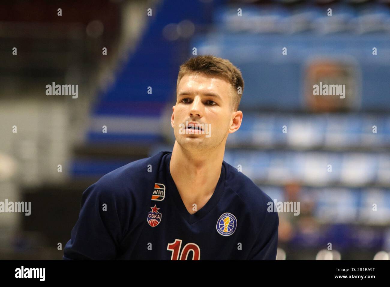 San Pietroburgo, Russia. 12th maggio, 2023. Samson Ruzhentsev (10) di CSKA Moscow in azione durante la partita di pallacanestro della VTB United League, serie per il 3rd° posto, partita 4, tra Zenit St Petersburg e CSKA Moscow alla Sibur Arena. Punteggio finale; Zenit 72:77 CSKA. Credit: SOPA Images Limited/Alamy Live News Foto Stock