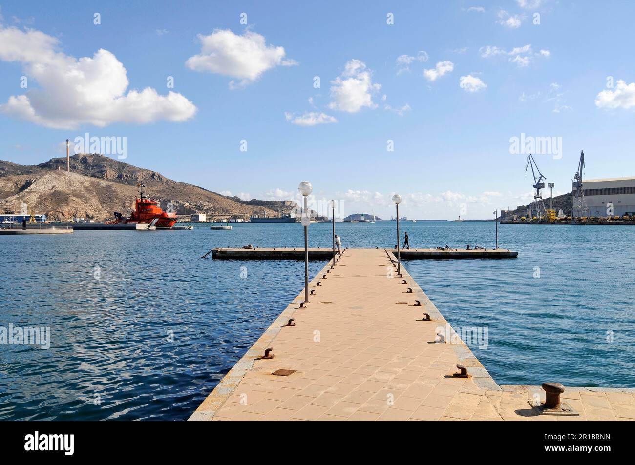 Molo, molo, porto, Cartagena, Costa Calida, Murcia, Spagna Foto Stock